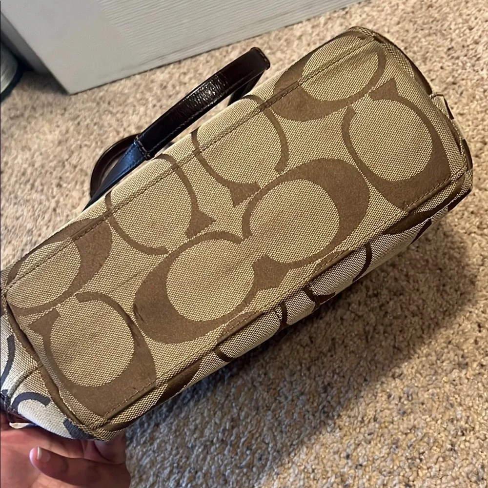 Coach Brown and Tan Signature Tote with Leather Accents - Picture 7 of 7